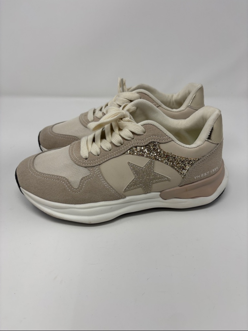 Vintage Havana run nude glitter 8 Neutral Beige Women's Athletic Sneakers - Picture 6 of 11